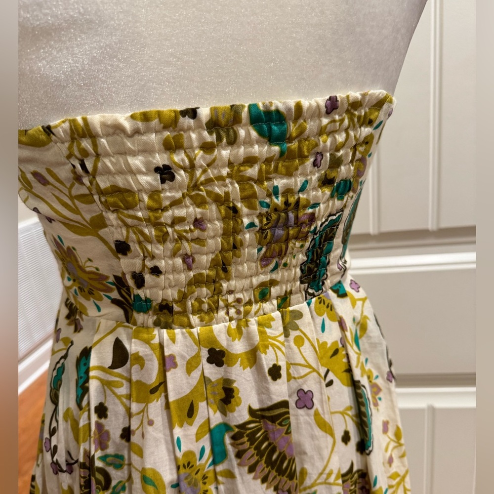French Connection Cotton Strapless Midi Dress in Paisley Print with Sequin Hem - Picture 8 of 10
